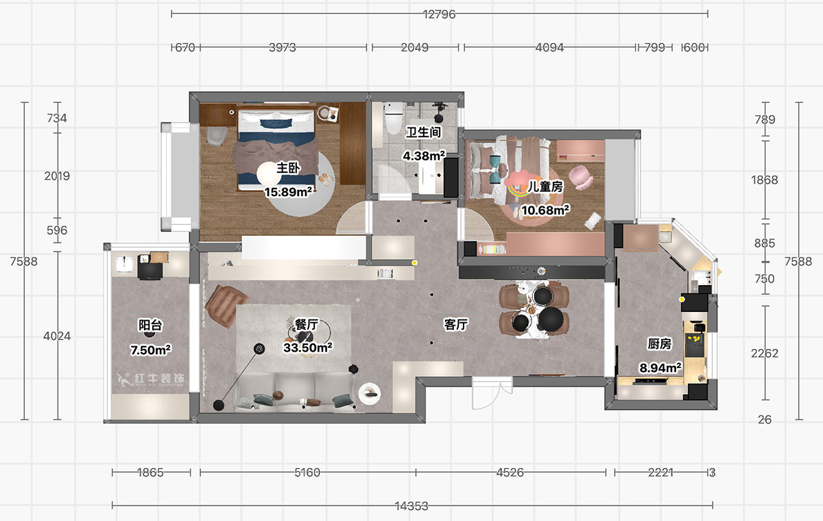 顾娟｜翠岛花城柳丝苑5-804-98㎡-现代风格｜2室2厅1卫｜旧房装修｜定制家｜全包13